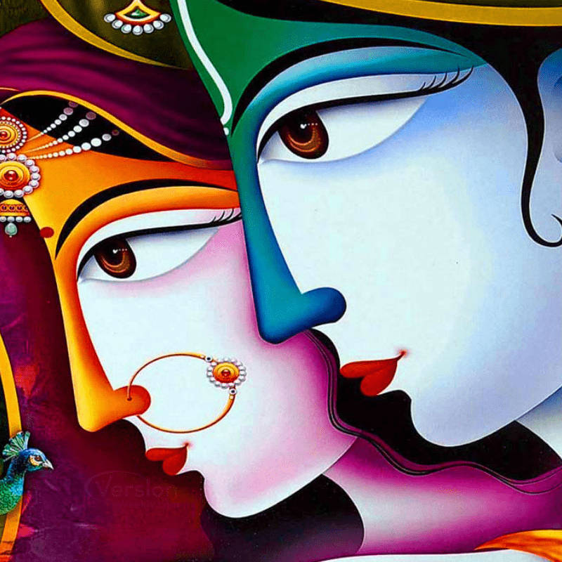 Cute Radha Krishna Faces Wallpaper
