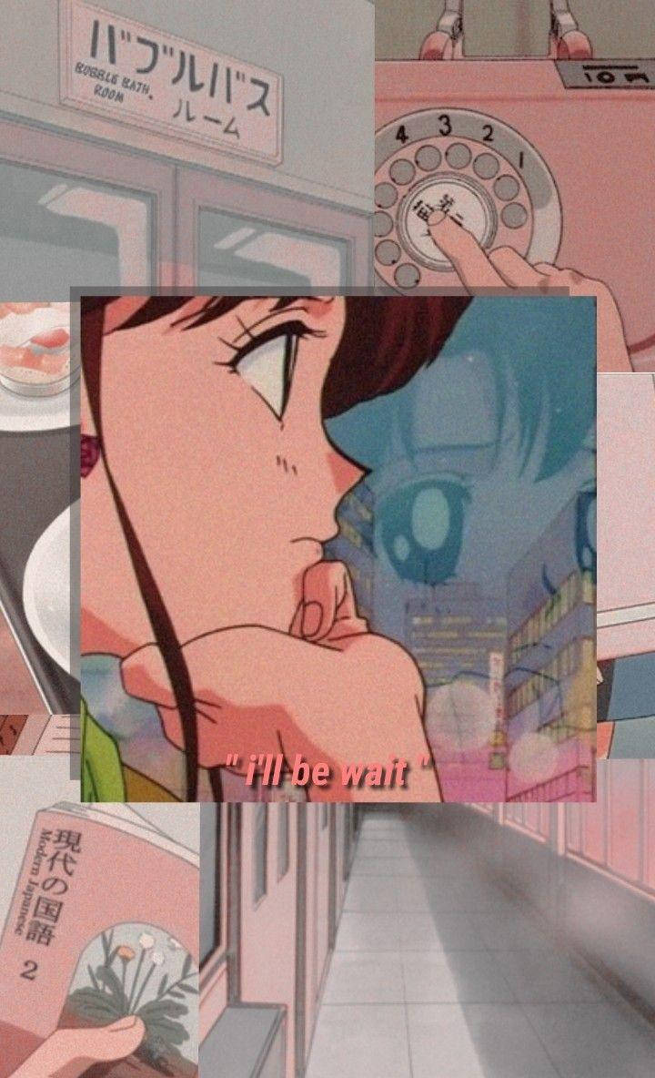 Cute Retro Anime Aesthetic 90's Collage Wallpaper