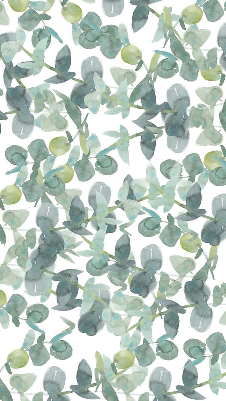 Cute Sage Green Shrub Overlapping Wallpaper