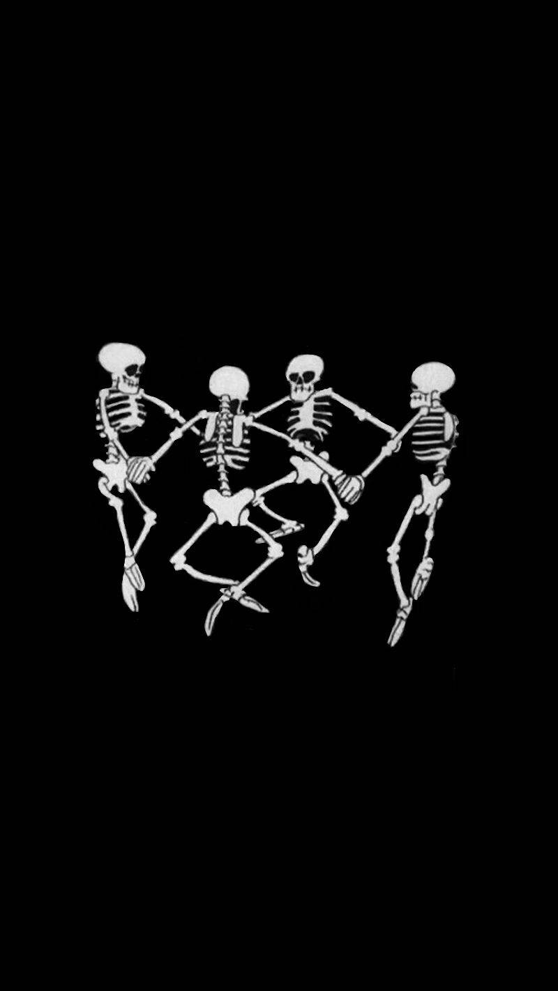 Cute Skeleton Cartoons Dancing Wallpaper