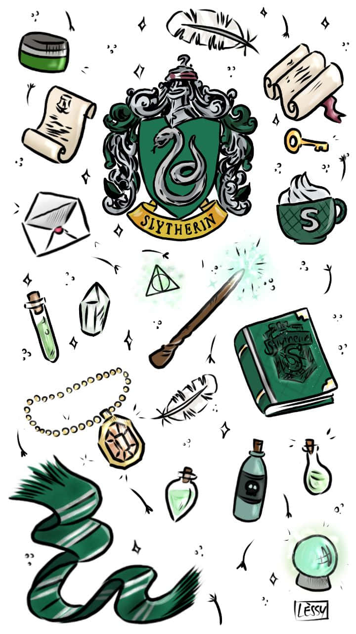 Cute Slytherin Various Trinkets Wallpaper