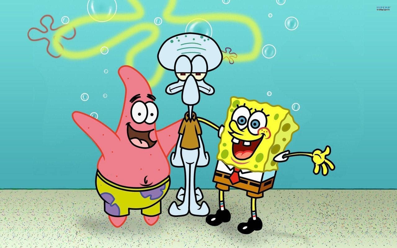 Cute Spongebob Friends Patrick And Squidward Wallpaper