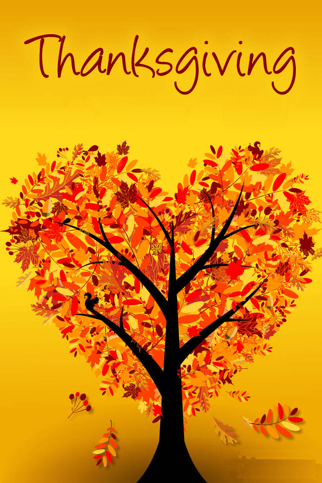 Cute Thanksgiving Tree Heart Art Wallpaper