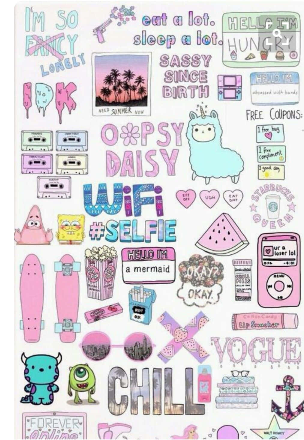 Cute Things Journal Stickers Wallpaper