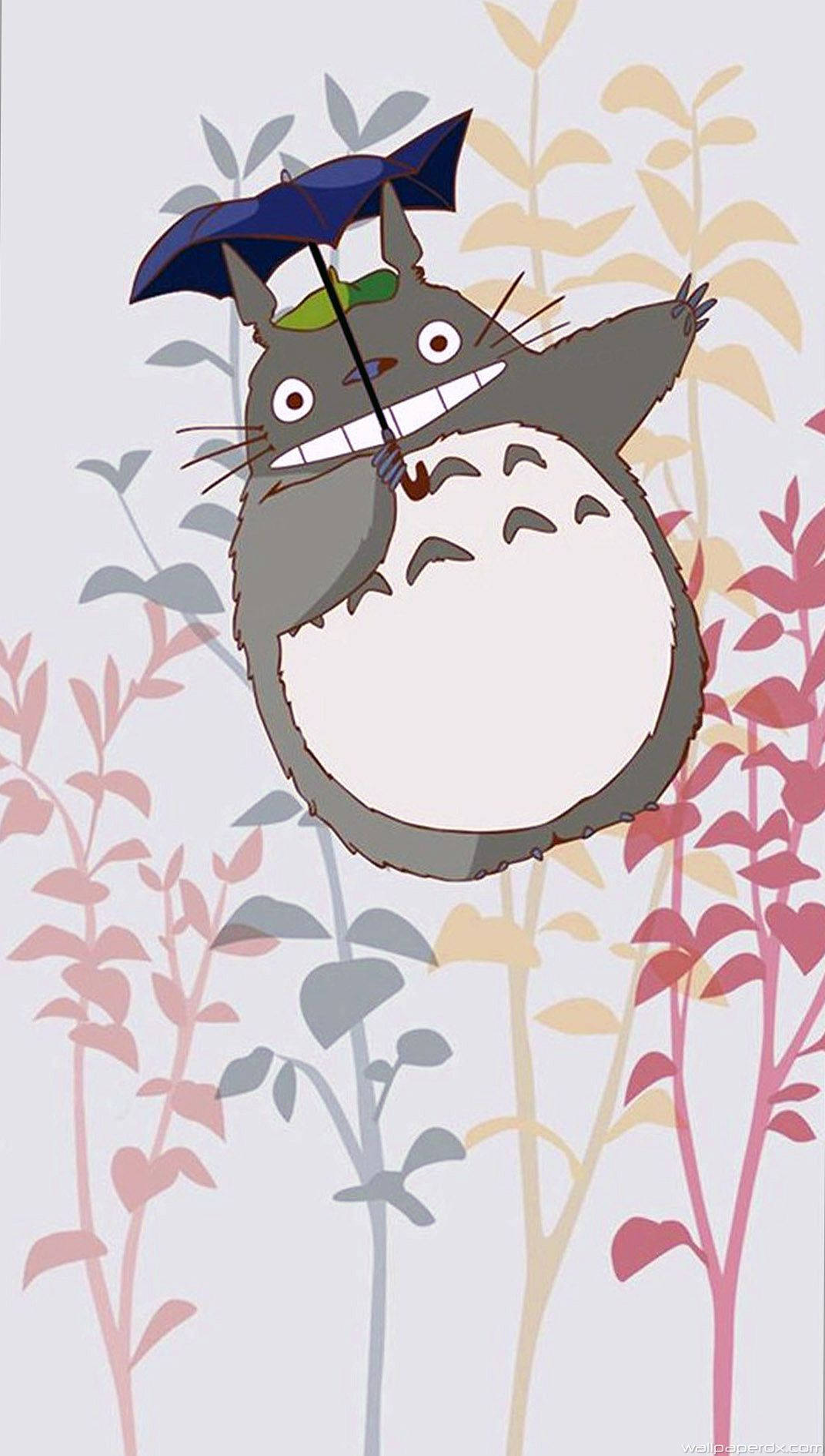 Cute Totoro Colorful Plants Wallpaper