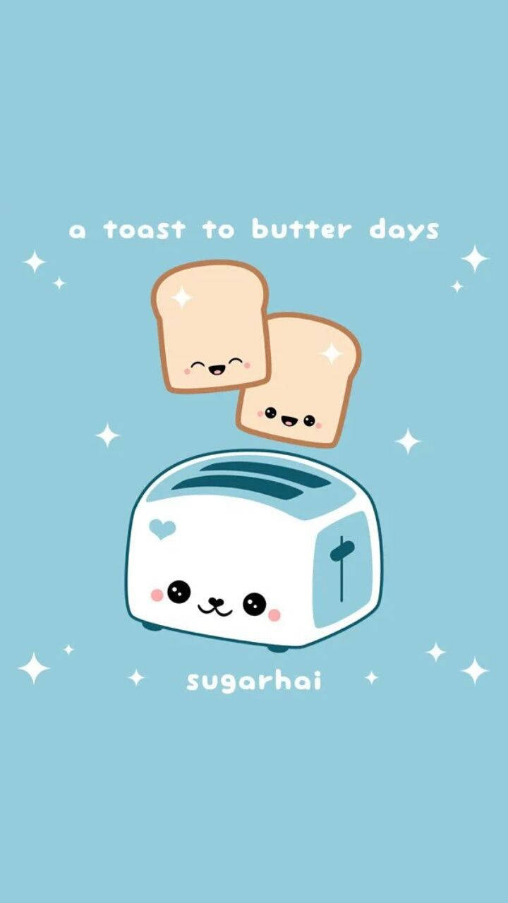 Cute Transparent Kawaii Toaster Aesthetic Phone Wallpaper