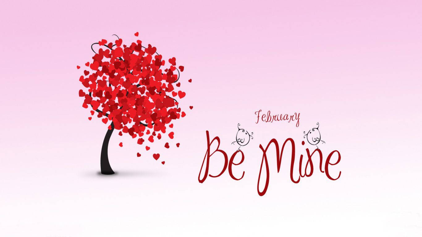 Cute Valentine's Day Be Mine Tree Wallpaper