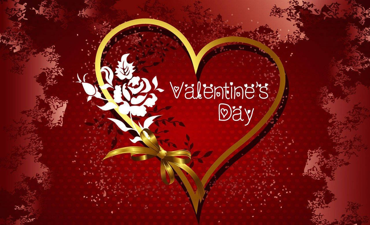 Cute Valentine's Day Gold Heart Wallpaper