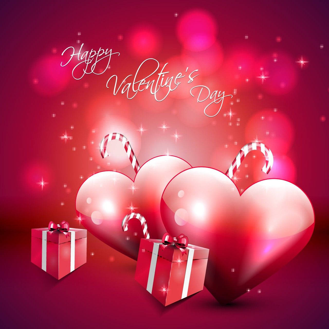 Cute Valentine's Day Heart Canes Gifts Wallpaper