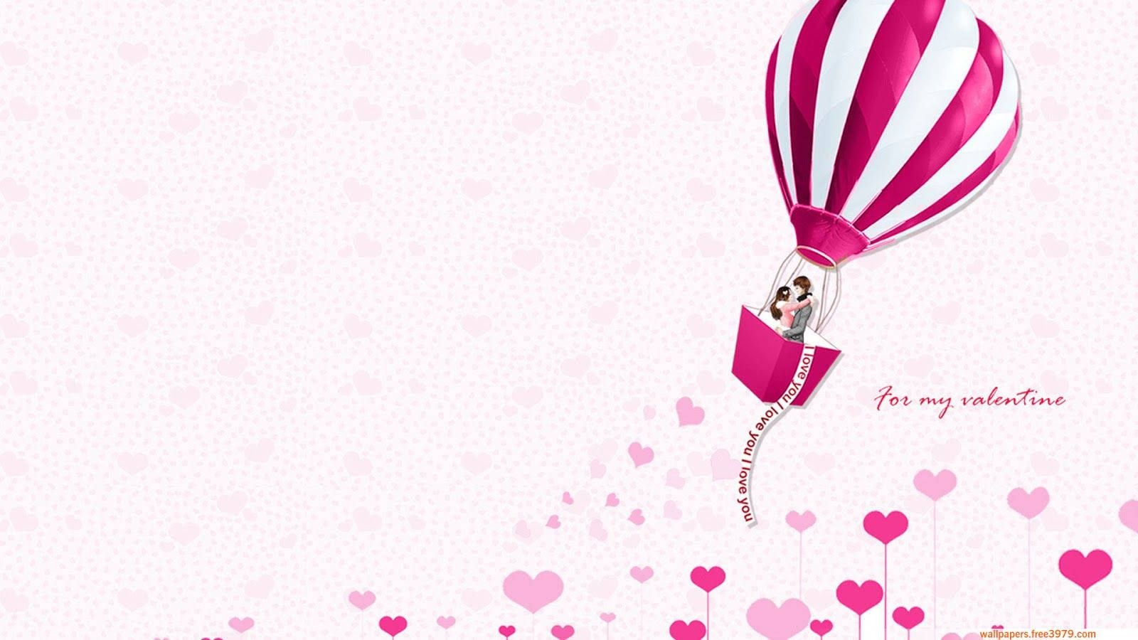 Cute Valentine's Day Hot Air Balloon Wallpaper