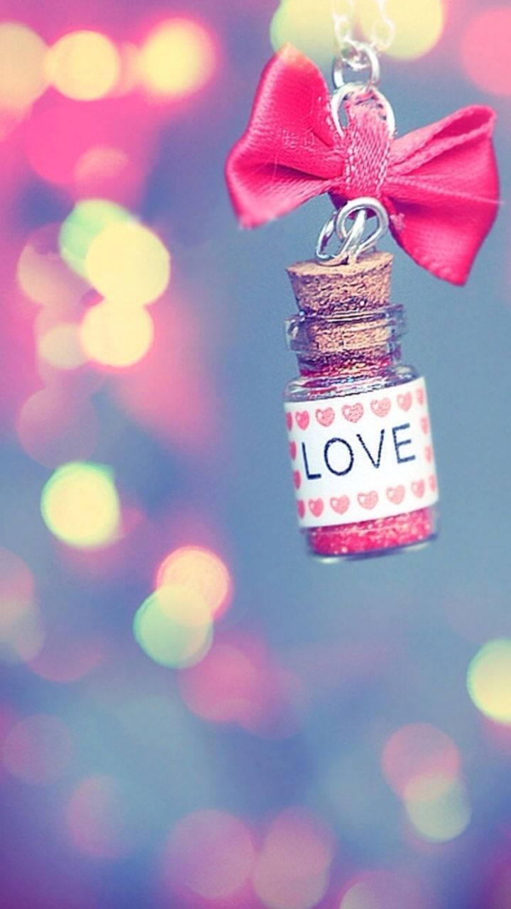Cute Valentine's Day Love Bottle Keychain Wallpaper
