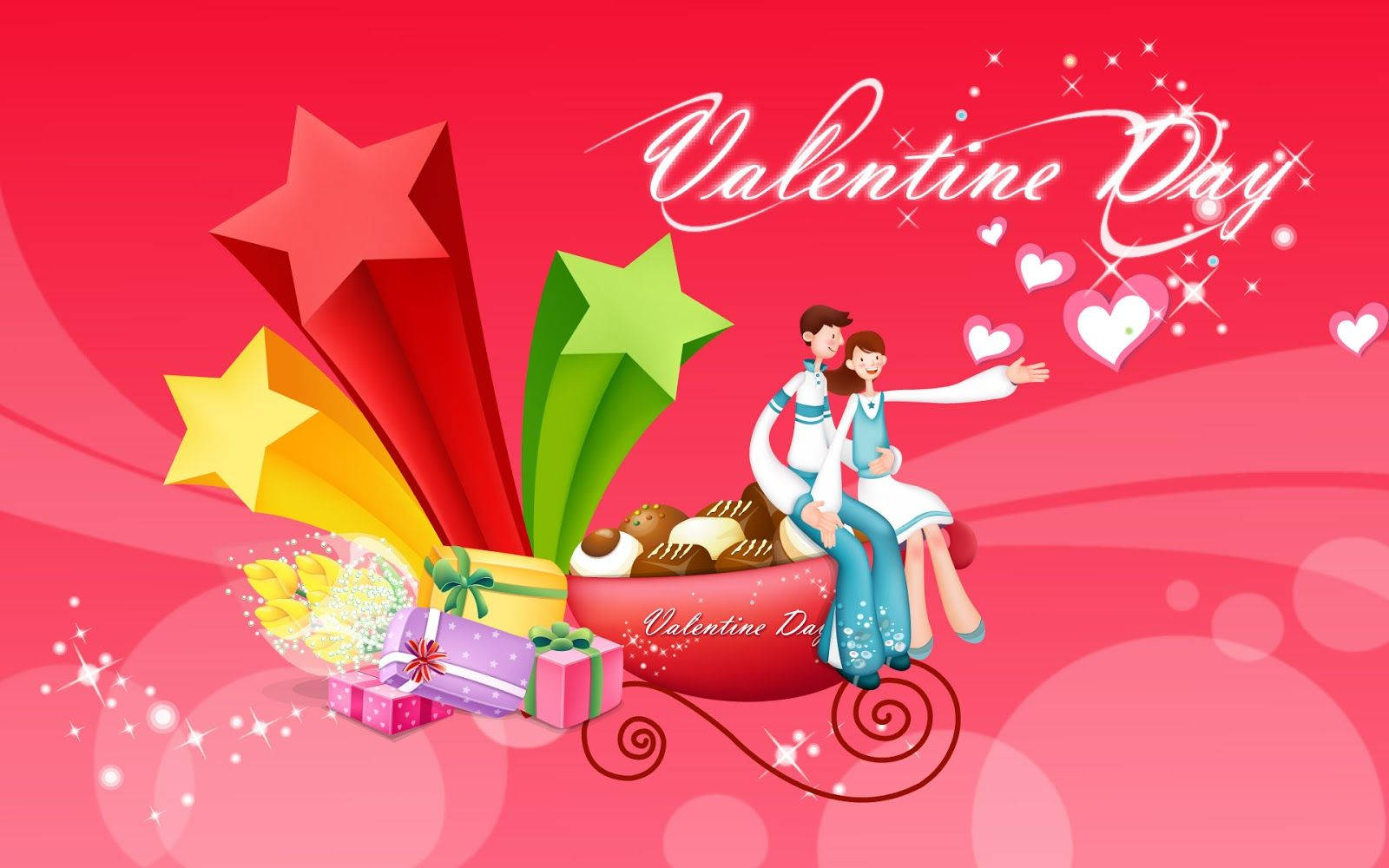 Cute Valentine's Day Stars And Gifts Wallpaper
