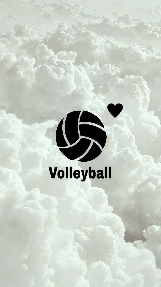 Cute Volleyball Logo On Clouds Wallpaper