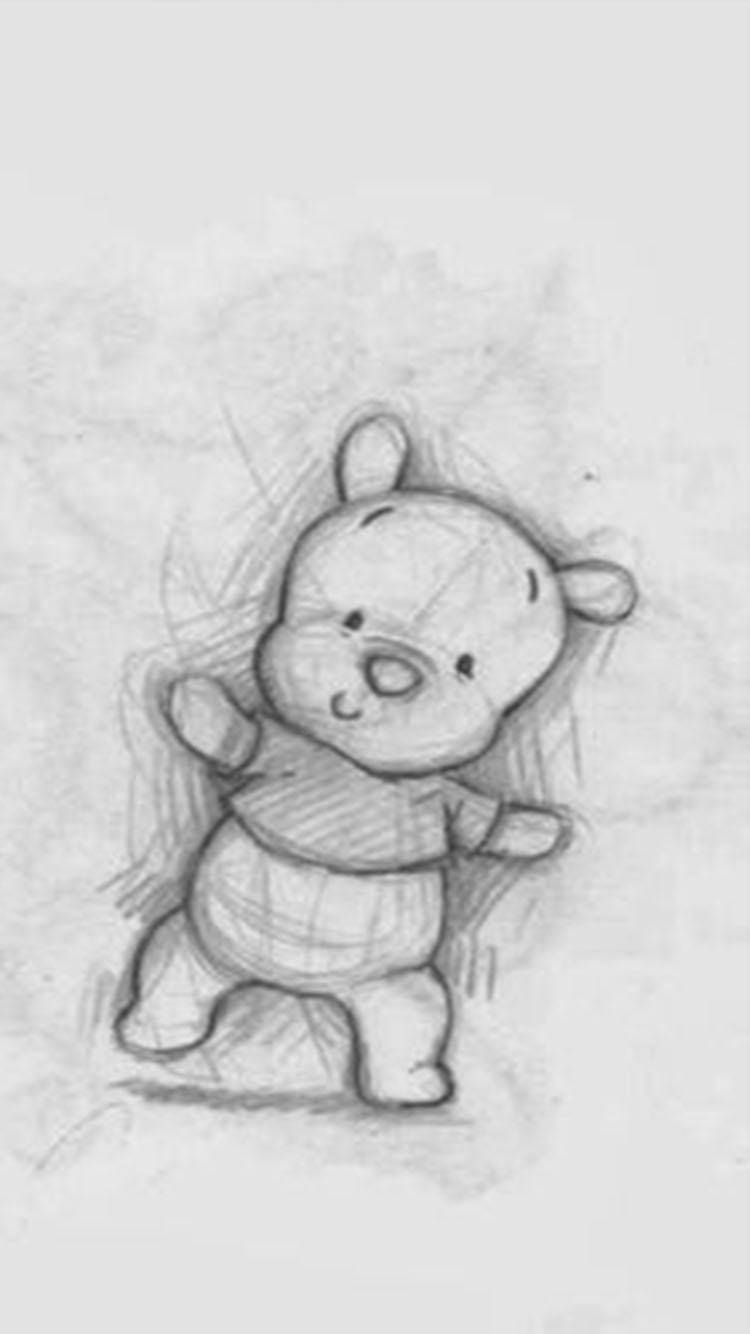 Cute Winnie The Pooh Iphone Pencil Drawing Wallpaper