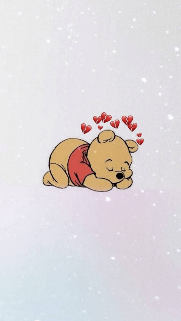 Cute Winnie The Pooh Iphone Sparkling Background Sleeping Wallpaper