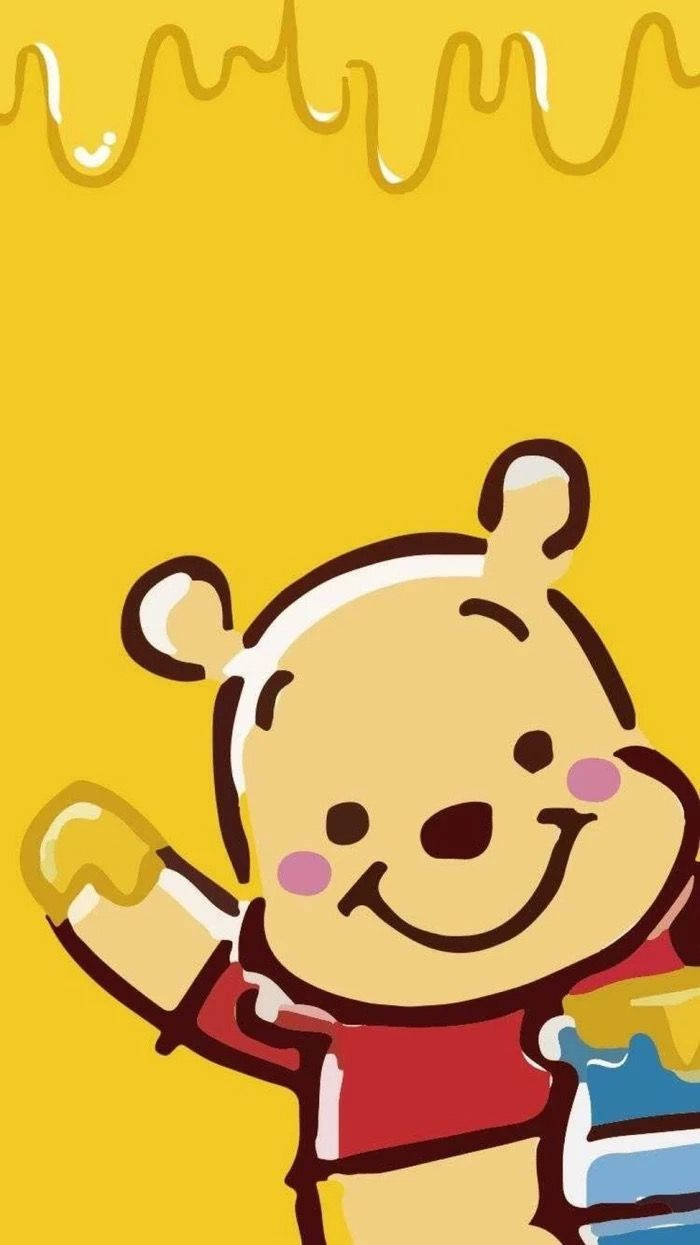 Cute Winnie The Pooh Waving Wallpaper