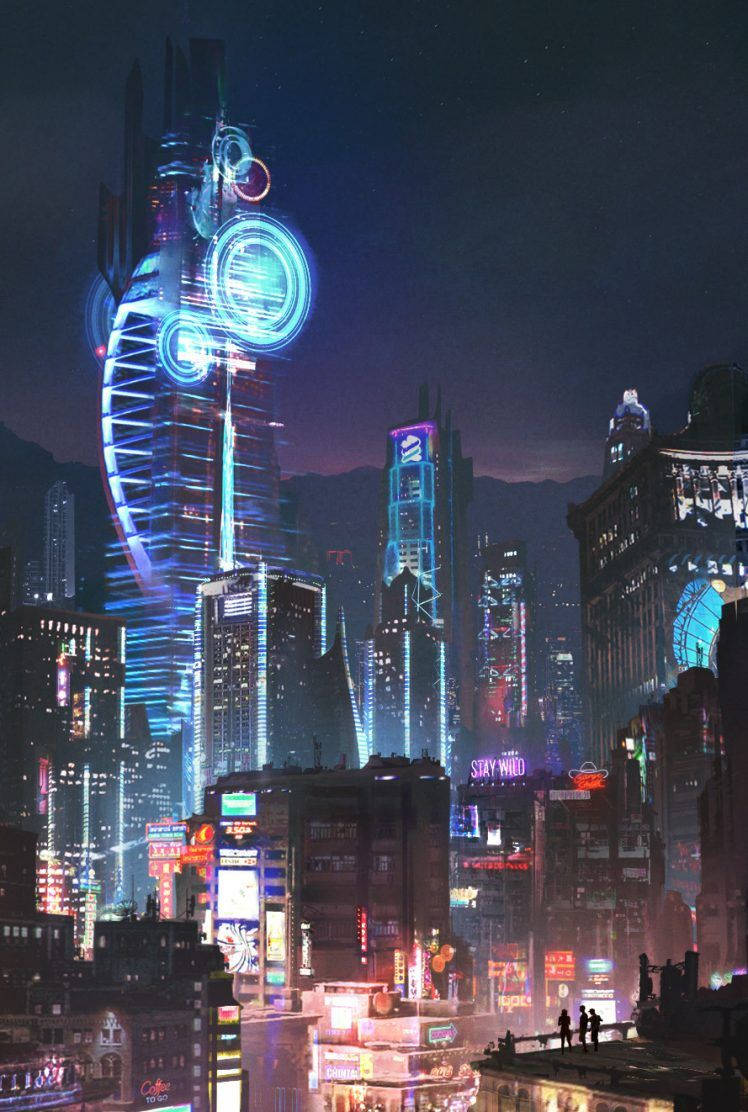 Cyber City At Night Wallpaper
