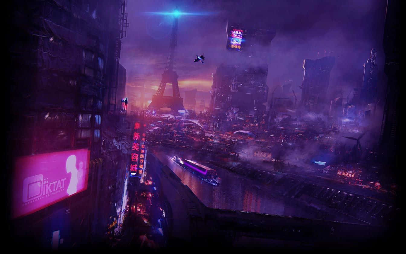 Cyber City Lo Fi Desktop Wallpaper