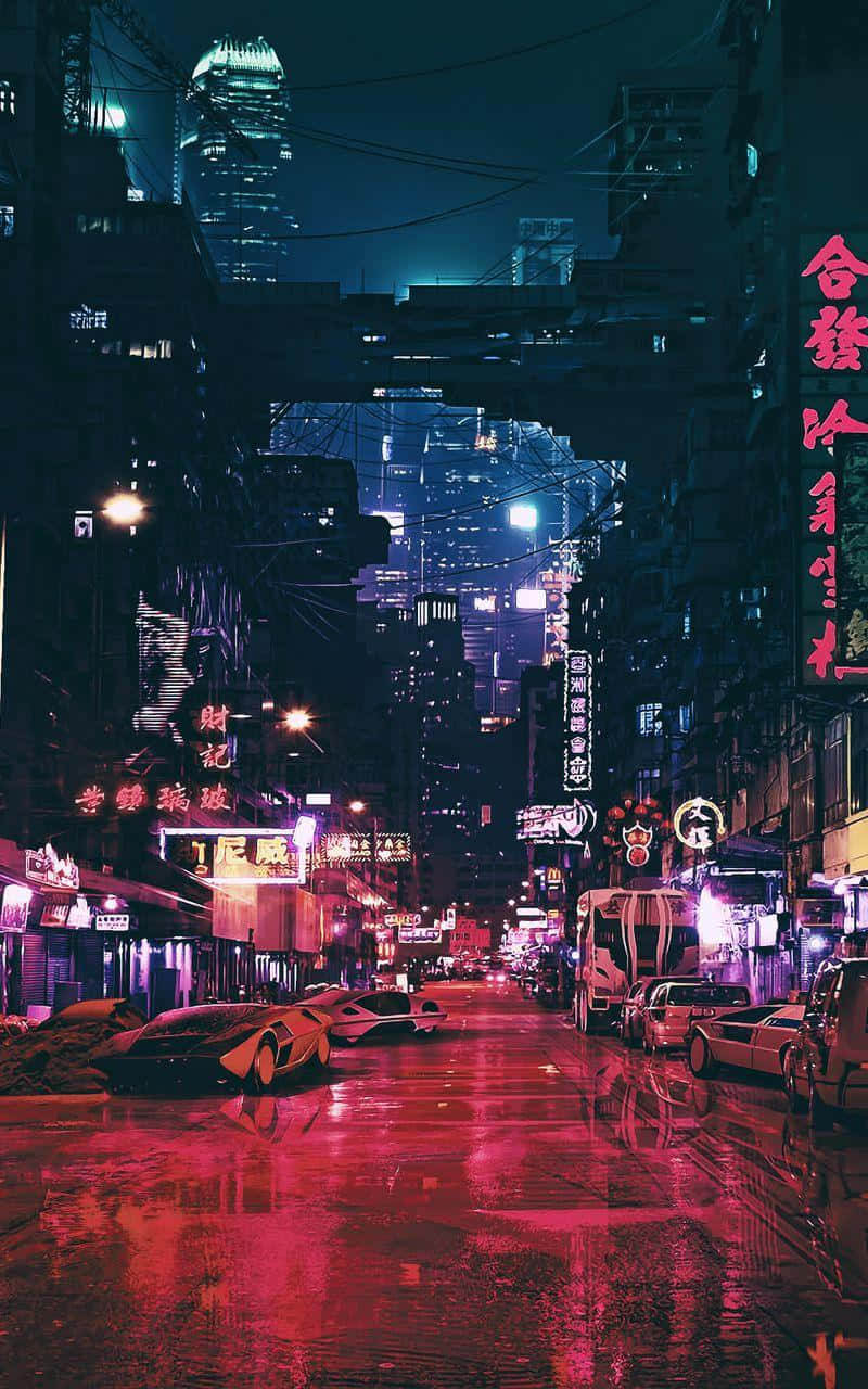 Cyberpunk Cityscape Night Rain Wallpaper