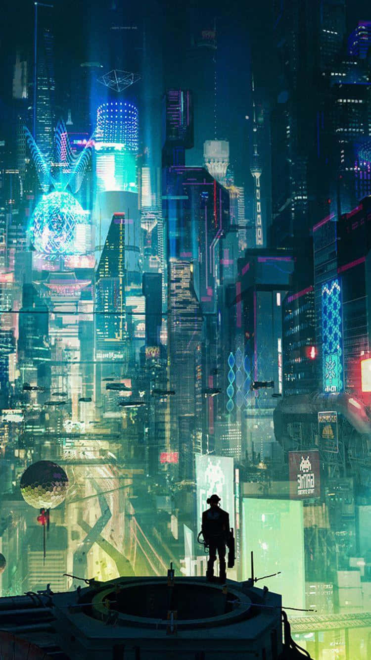 Cyberpunk Cityscape Silhouette Wallpaper
