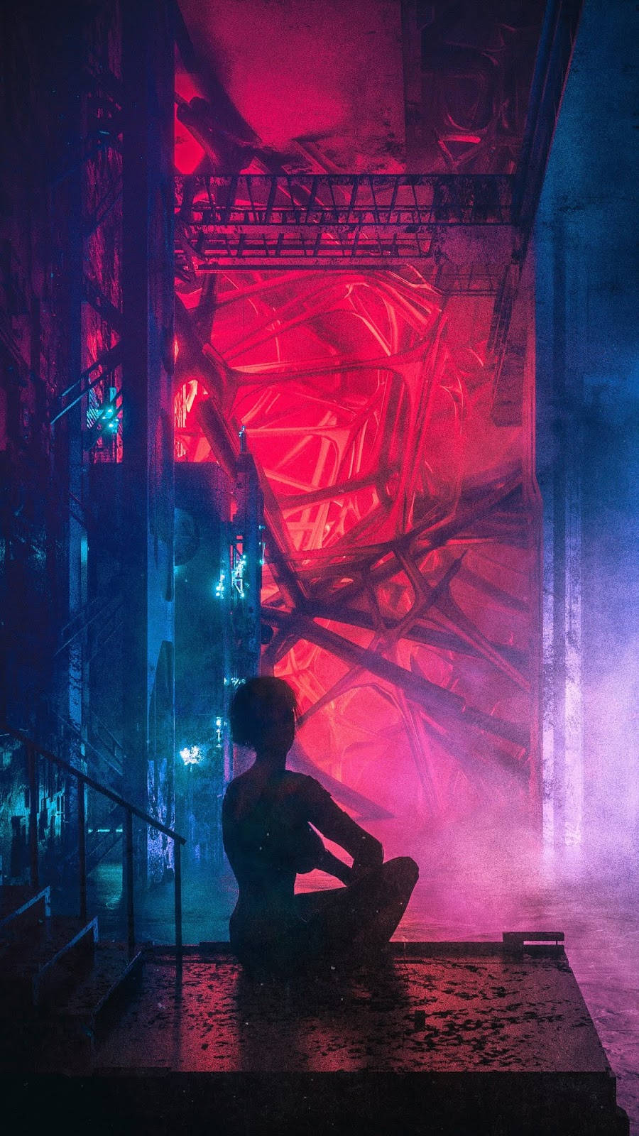 Cyberpunk Iphone Girl Silhouette Wallpaper