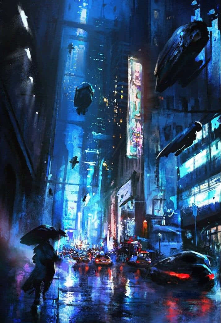 Cyberpunk_ Rainy_ Night_ Cityscape Wallpaper
