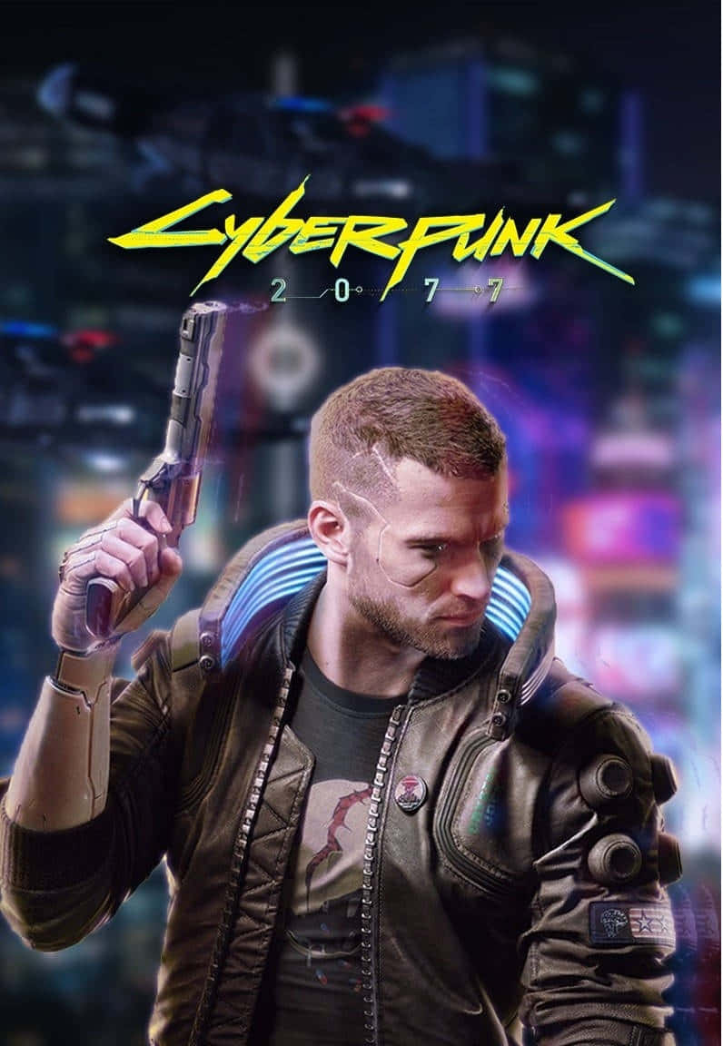 Cyberpunk2077 Game Characterwith Gun Wallpaper