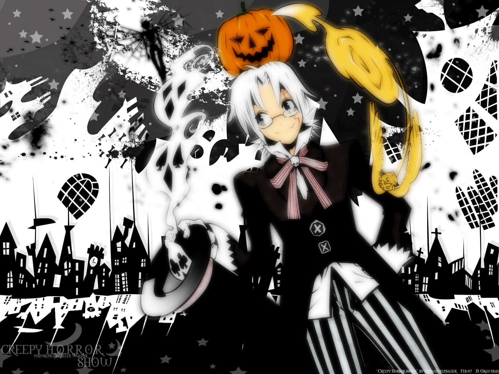 D Gray Man Allen Walker Halloween Pumpkin Wallpaper