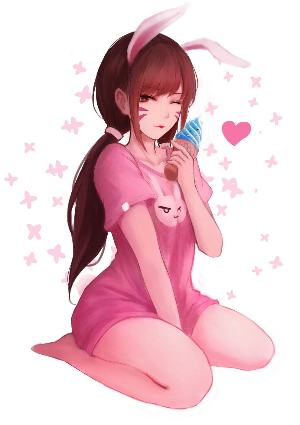 D.va From Overwatch With A Chilling Wink On Phone Wallpaper Wallpaper
