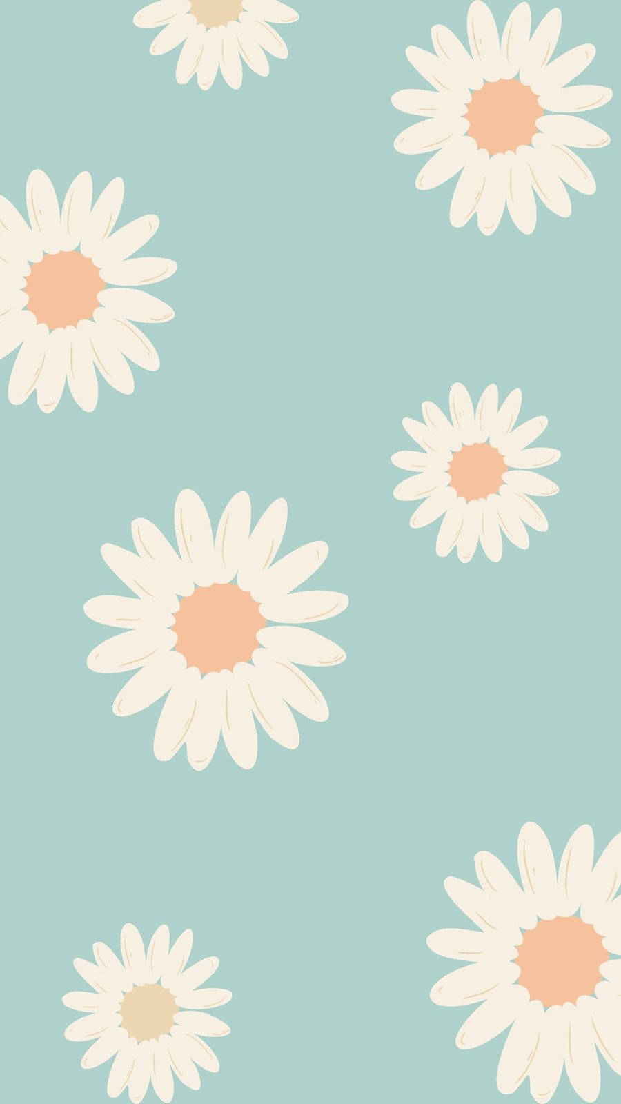 Daisy Pattern On A Blue Background Wallpaper