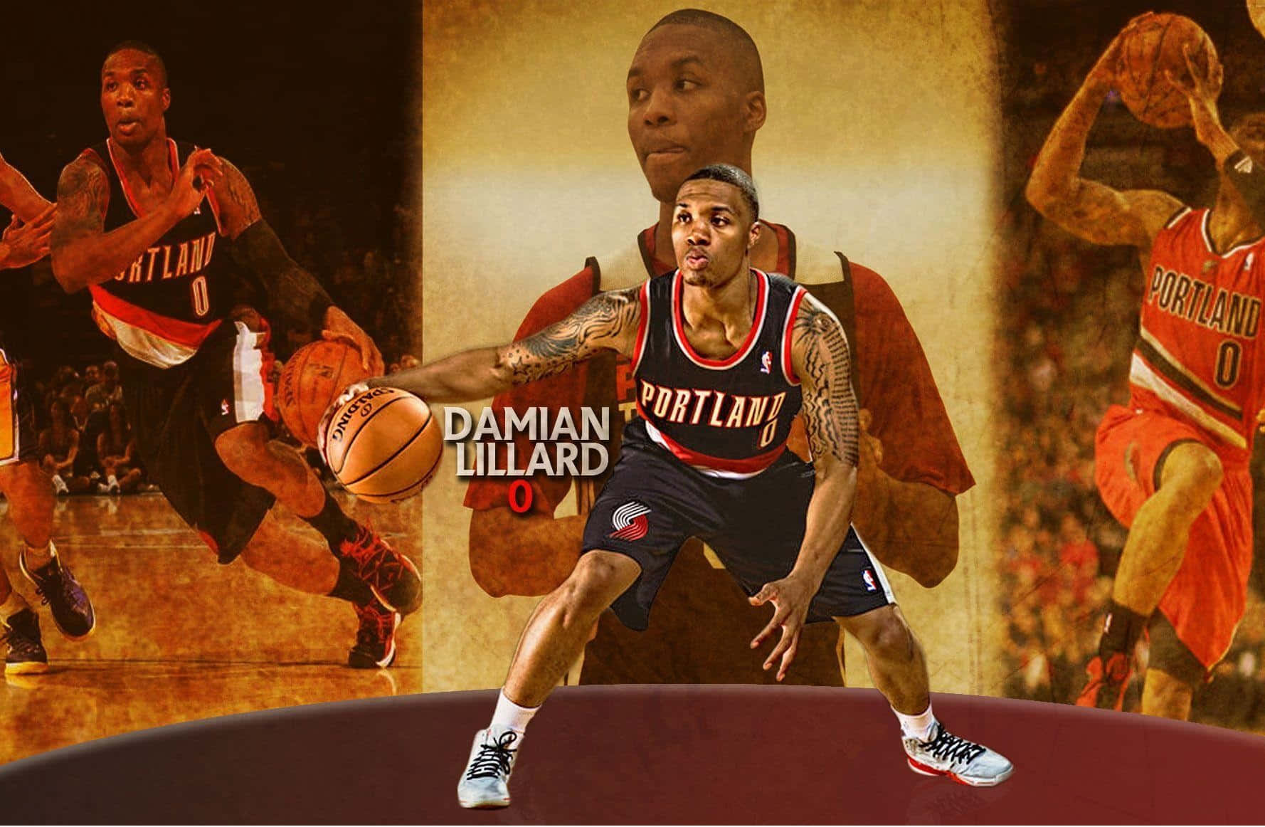 Damian Lillard Portland Trail Blazers Collage Wallpaper