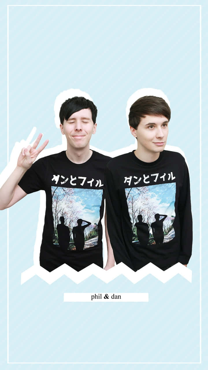 Dan And Phil Wearing Matching Shirt Wallpaper