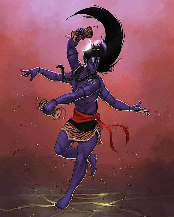 Dancing Angry Shiva Red Sky Wallpaper