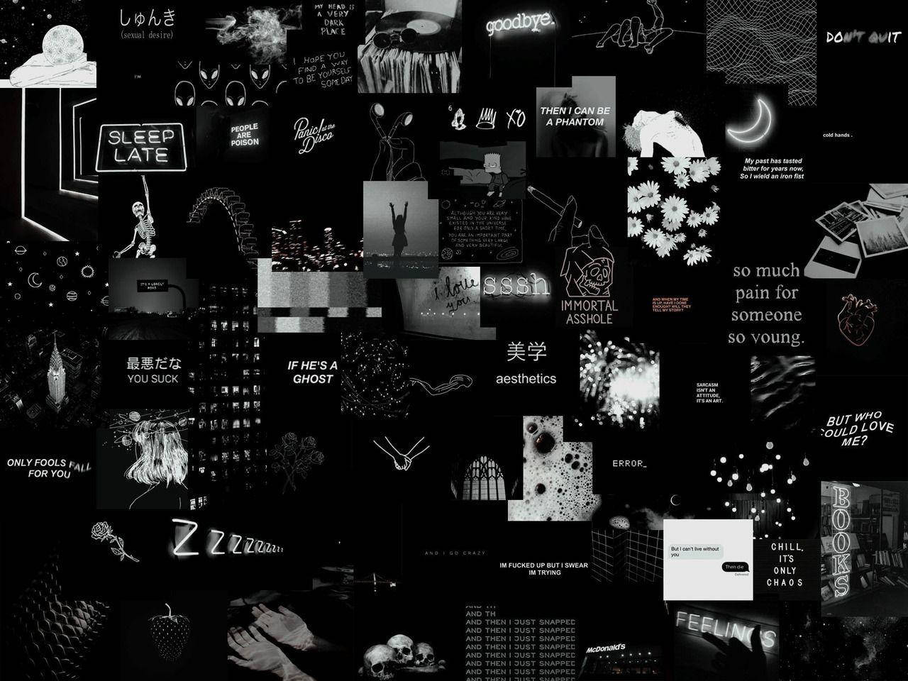 Dark Aesthetic Computer With Sad Pictures Wallpaper