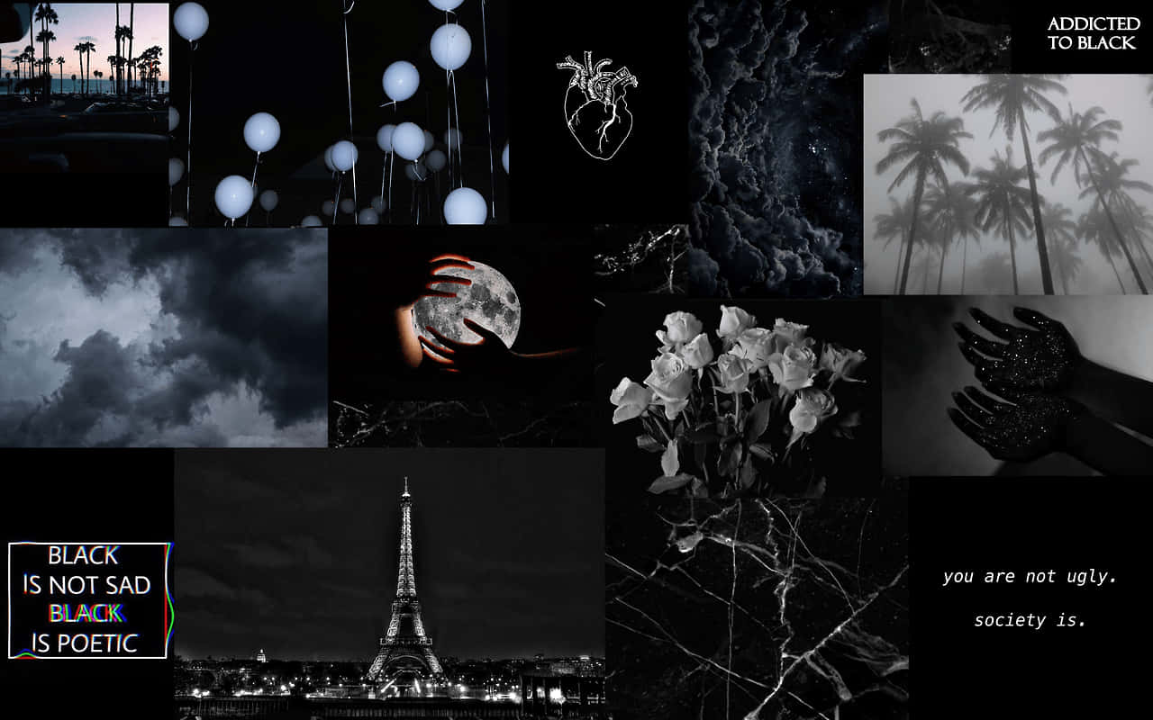 Dark Aesthetic Grunge Laptop Collage Wallpaper