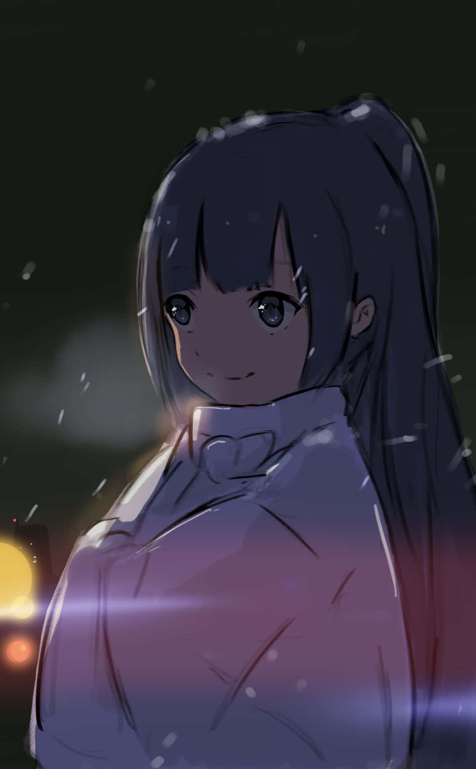 Dark Anime Girl Standing Against A Moonlit Night Wallpaper