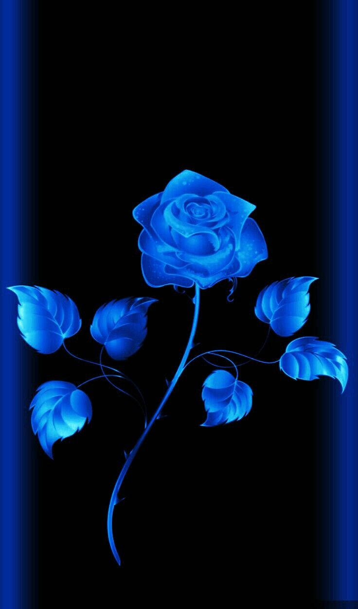 Dark Blue Floral With Stem Wallpaper
