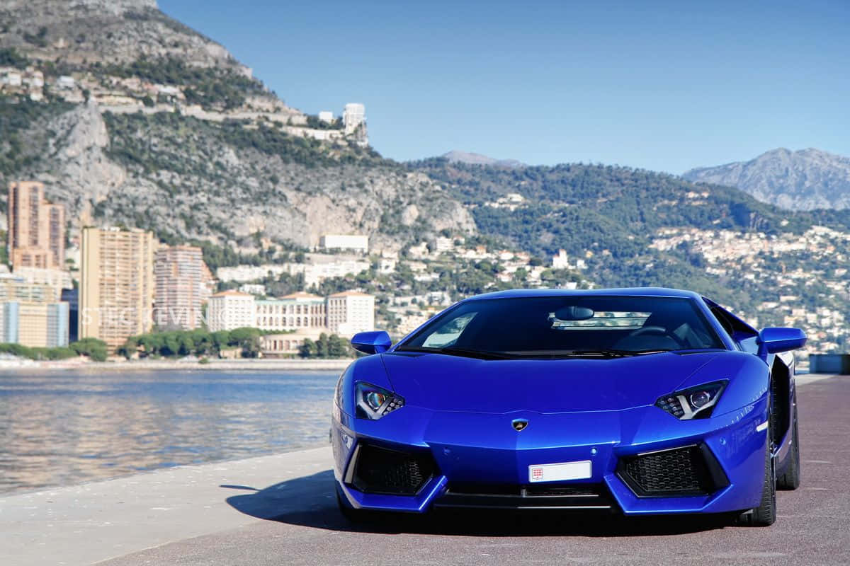 Dark Blue Lamborghini Aventador Cool Wallpaper