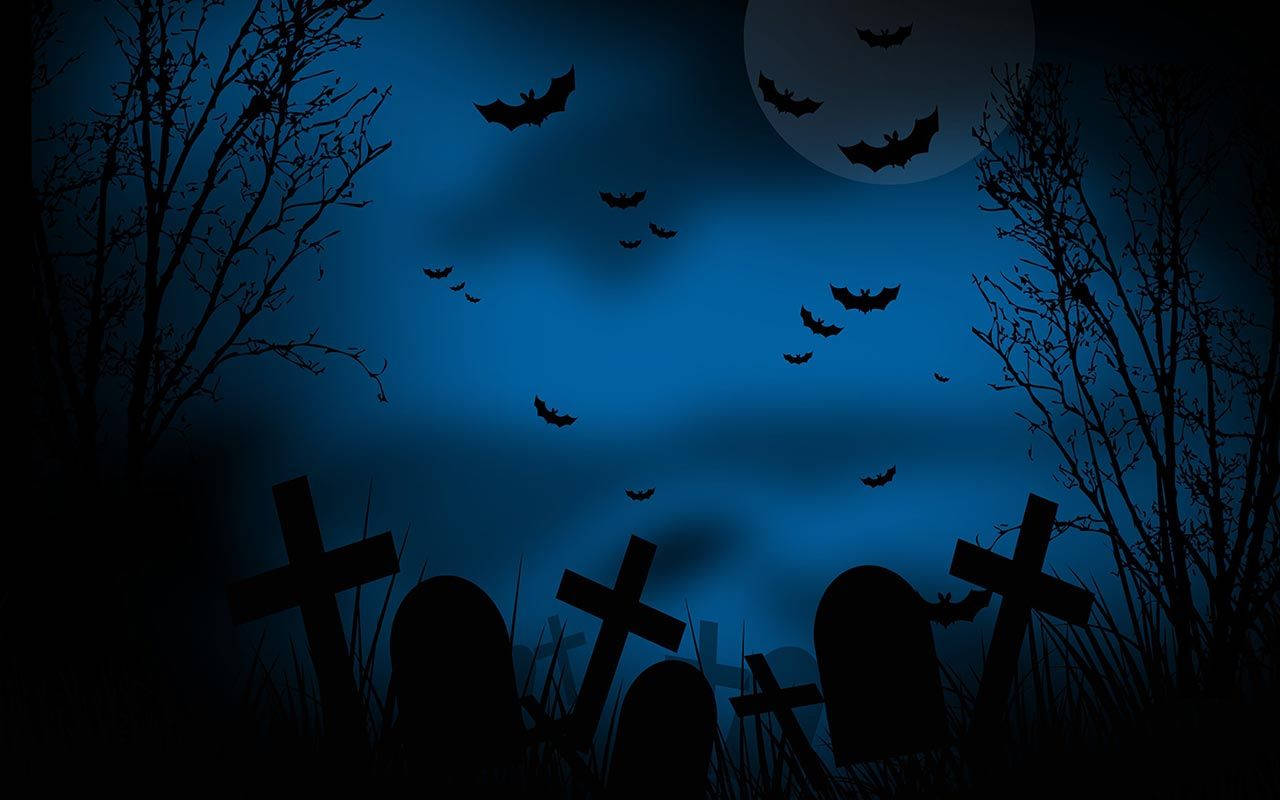 Dark Halloween Cemetery Wallpaper
