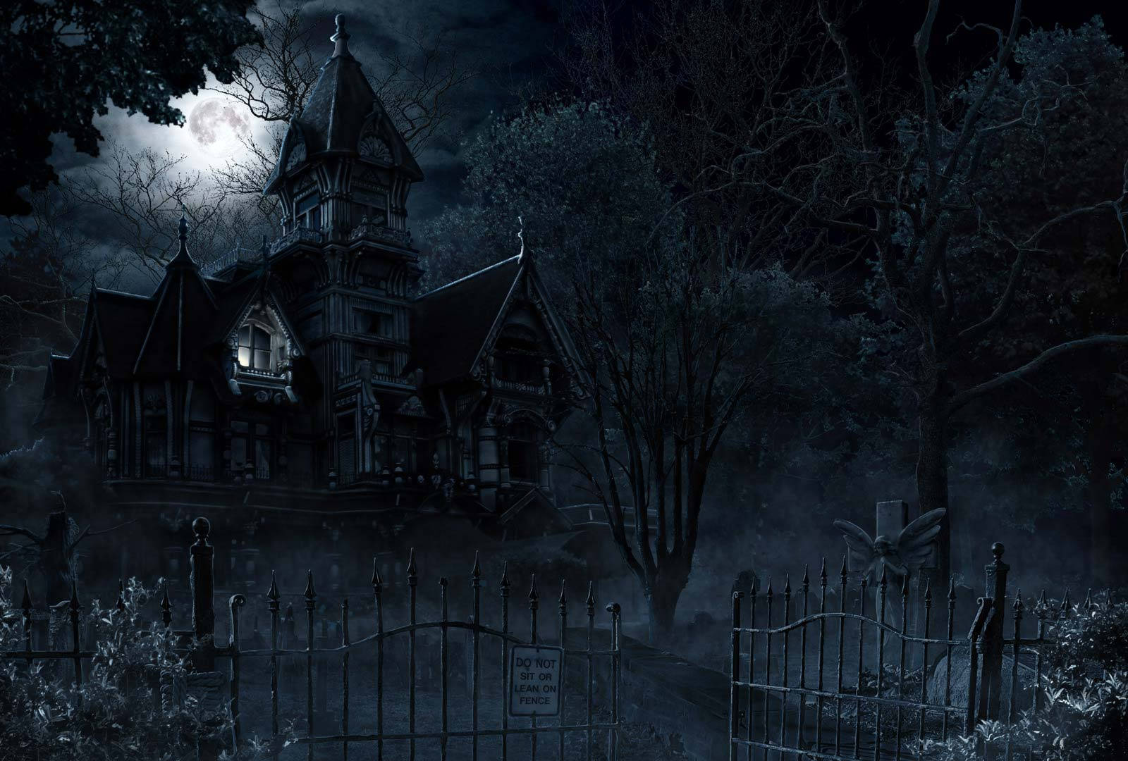 Dark Halloween Haunted Mansion Wallpaper