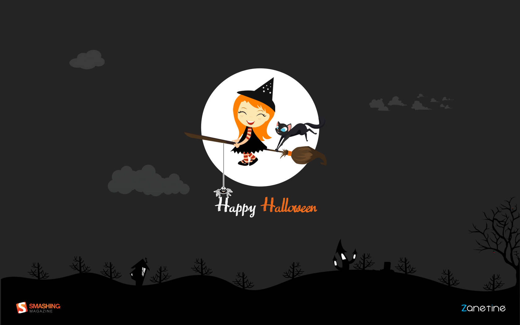 Dark Halloween Witch Cartoon Wallpaper