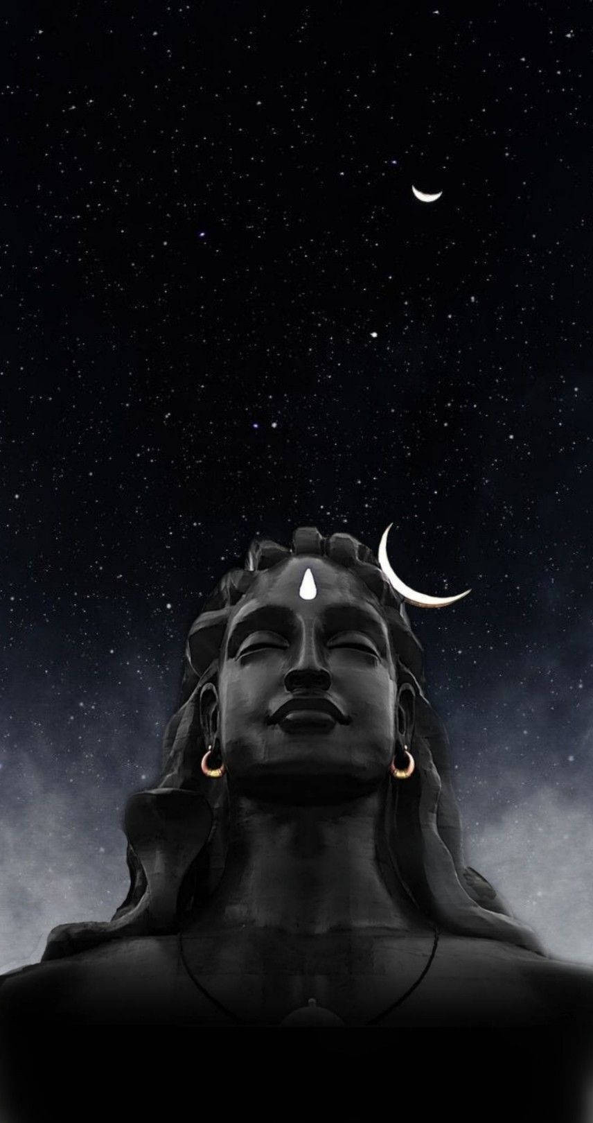 Dark Mahadev Bust Under Starry Sky Hd Wallpaper