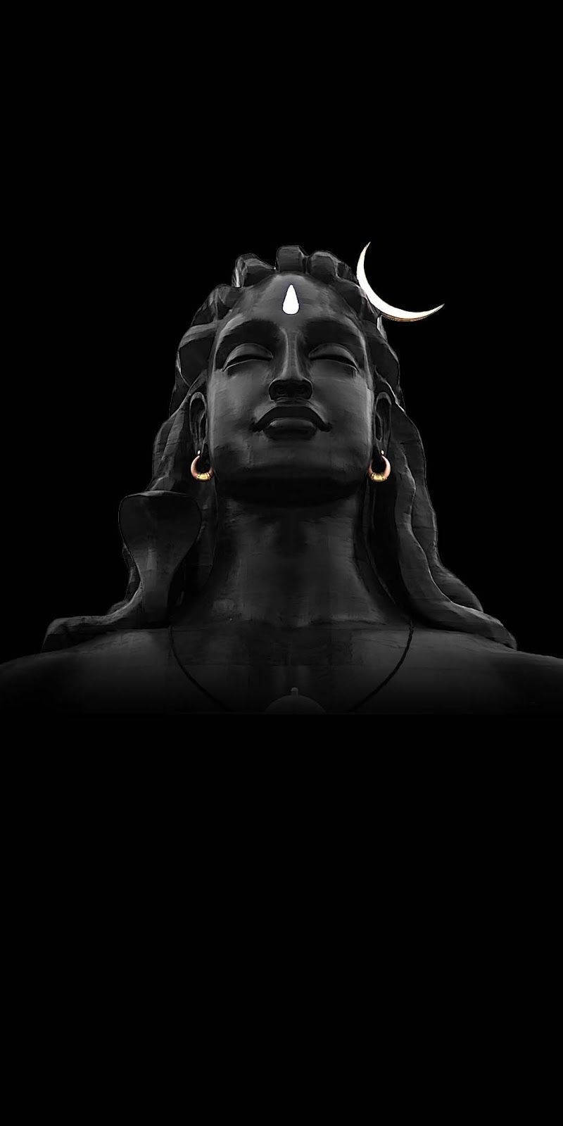 Dark Mahadev Bust With Moon Hd Wallpaper