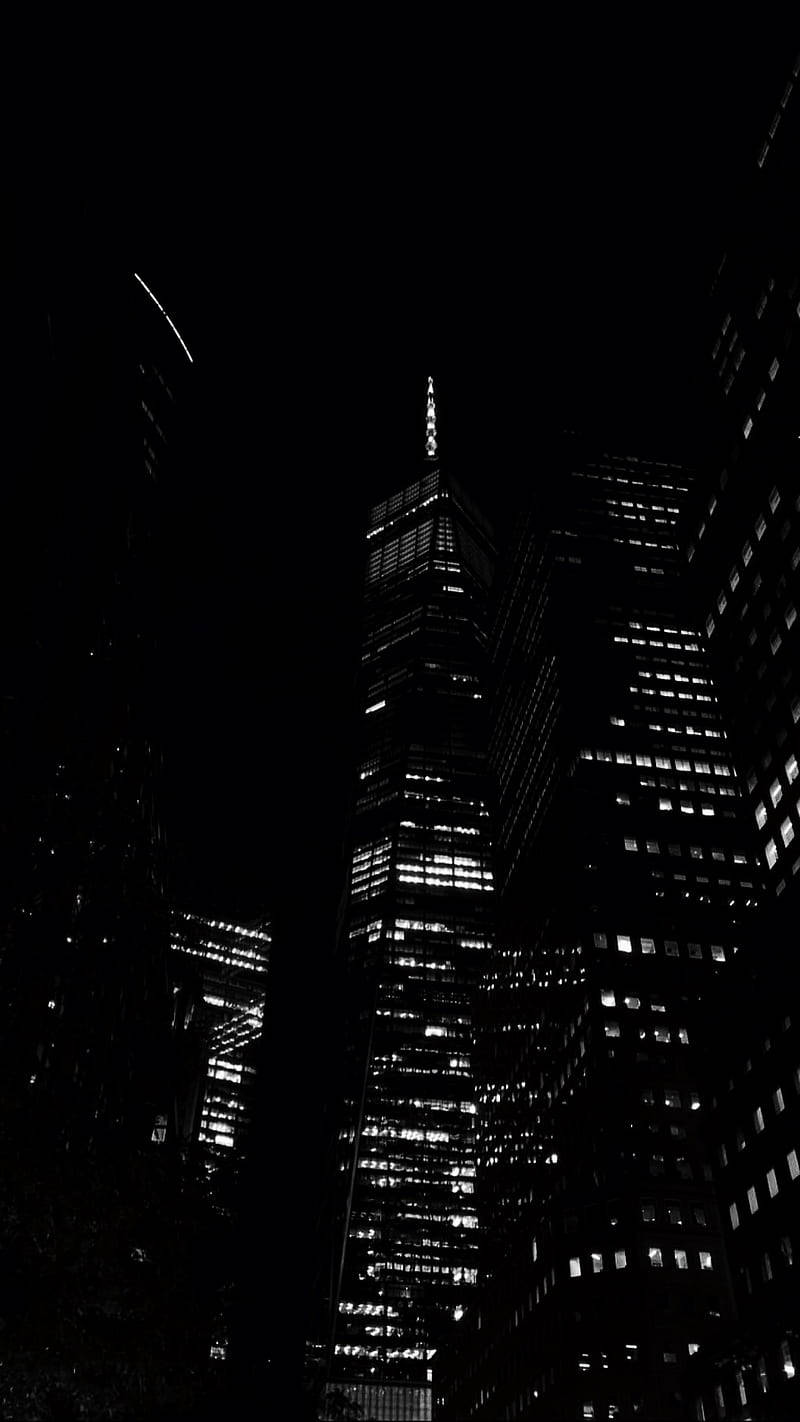 Dark Night View Of Tall Buildings Wallpaper