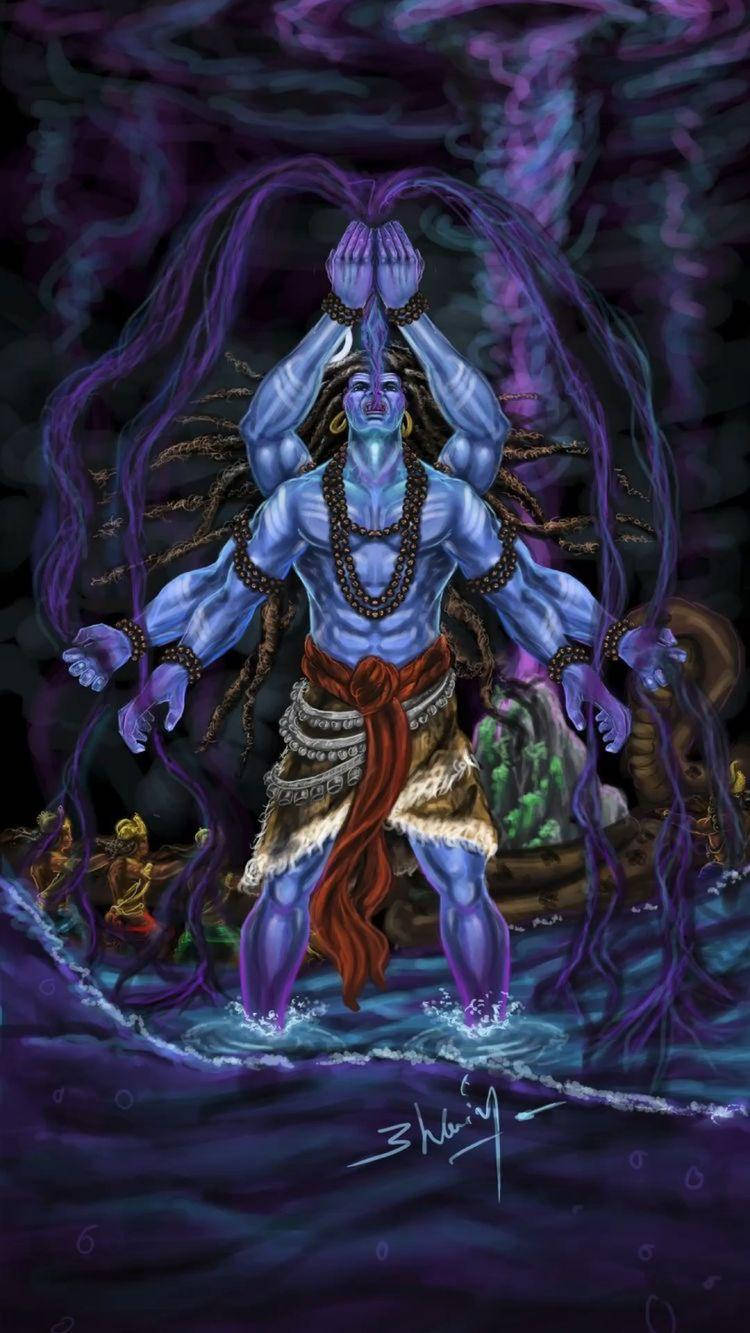 Dark Purple Lord Shiva Angry Wallpaper