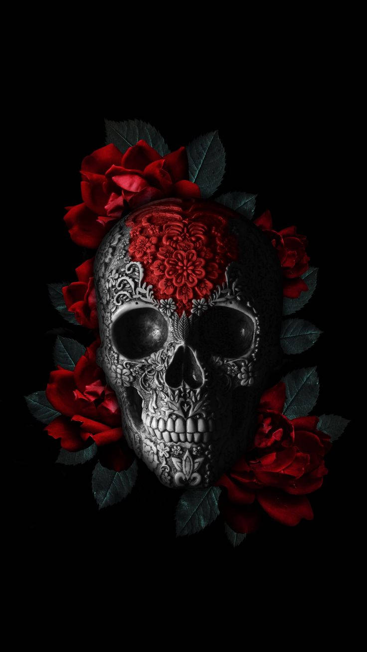 Dark Red Flowers For Day Of The Dead Wallpaper