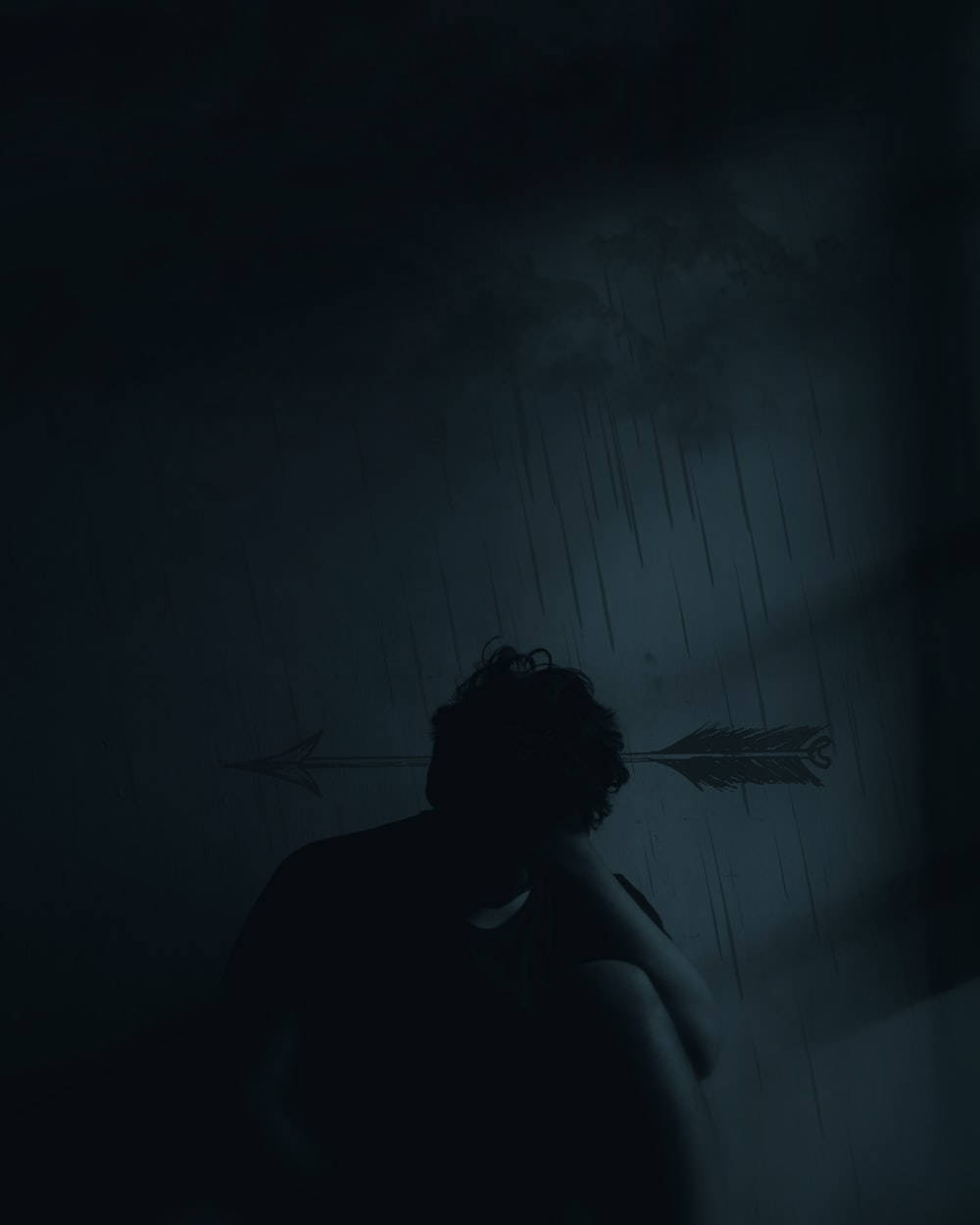Dark Sad Man In Dark Room Wallpaper