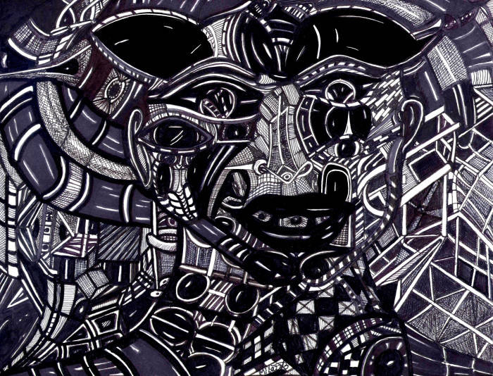 Dark Trippy Abstract Face Wallpaper