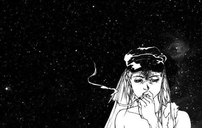 Dark Trippy Woman Smoking In Space Wallpaper