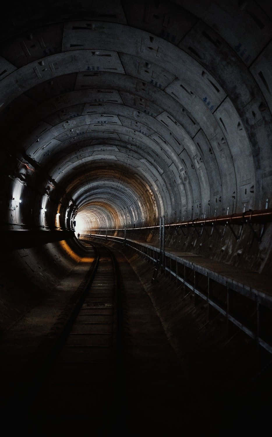 Dark Underground Tunnel Light At End Wallpaper